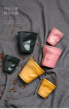 Coarse Pottery Coffee Cup   Hand Kneaded Pleated Cup Ceramic Latte Cup Espresso Cup Afternoon Tea Cup Vintage Cup
