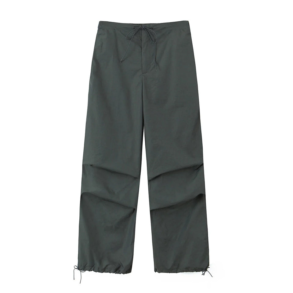 Willshela Women Fashion Parachute Cargo Pants Vintage Jogging Trousers High Elastic Waist Female Chic Lady Boot Cut