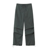 Willshela Women Fashion Parachute Cargo Pants Vintage Jogging Trousers High Elastic Waist Female Chic Lady Boot Cut