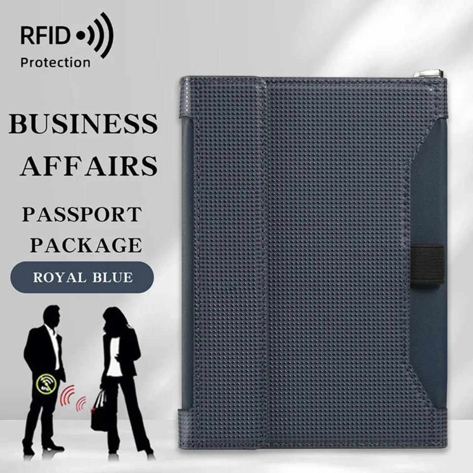 New Solid Color Passport Holder RFID Blocking Ticket Slot Clip Protective Cover Protector Leather Travel Card Bag