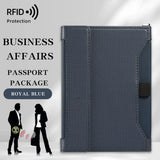 New Solid Color Passport Holder RFID Blocking Ticket Slot Clip Protective Cover Protector Leather Travel Card Bag