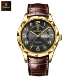 BINBOND New Fashion Mens Casual Sports Watches For Men Retro Big Dial Quartz Watches Classic Leather Business Men Watches B5663