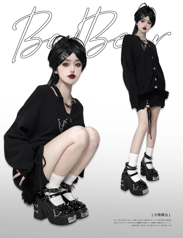 Japanese Retro Gothic Y2k Subculture Rivets Thick Heels High Heels Women's Shoes Sweet Lolita Shoes Spicy Girl