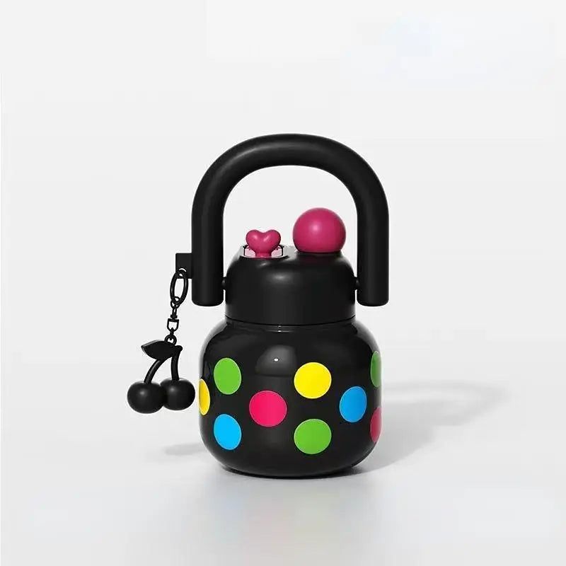 Cute Cherry Water Bottle with Straw, Portable Large Capacity Travel Mug, Ideal Coffee Cup for On-The-Go Hydration