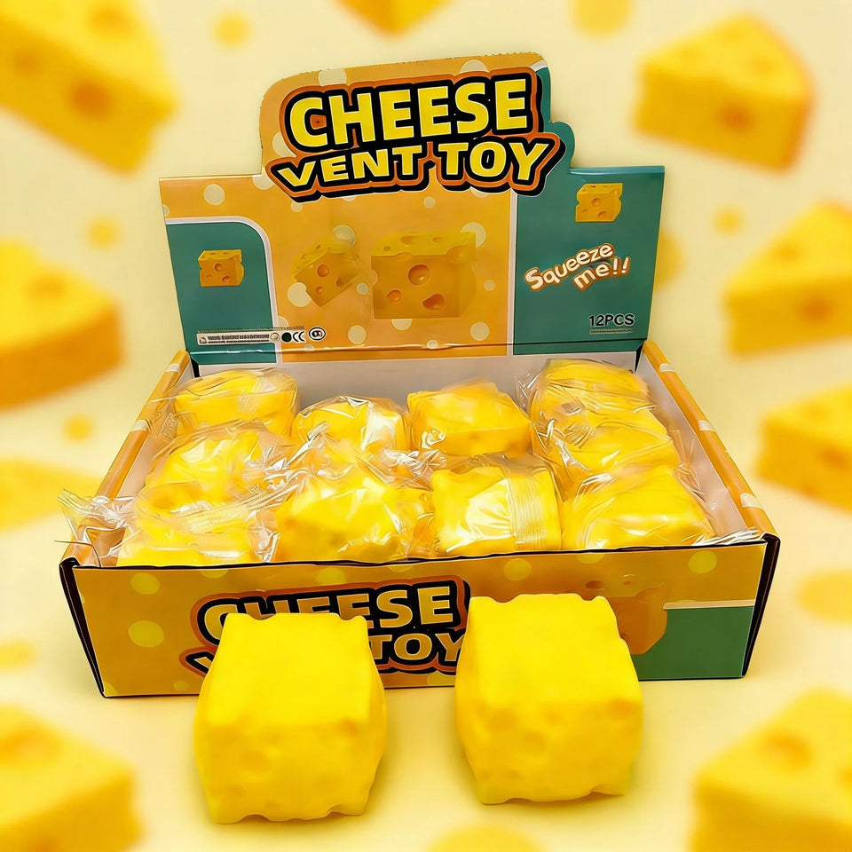 Soft Cheese Cube Squishy Toy - Simulation Squeeze Stress Relief Sensory Fidget Toy for Adults Focus Training Anxiety Relief Gift