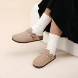 Gacimy Women Fashion Thick Sole Leather Clogs Slippers Classic Women's Mules Cork Clogs Slipper Outdoor Deep Heels Shoes Sandal