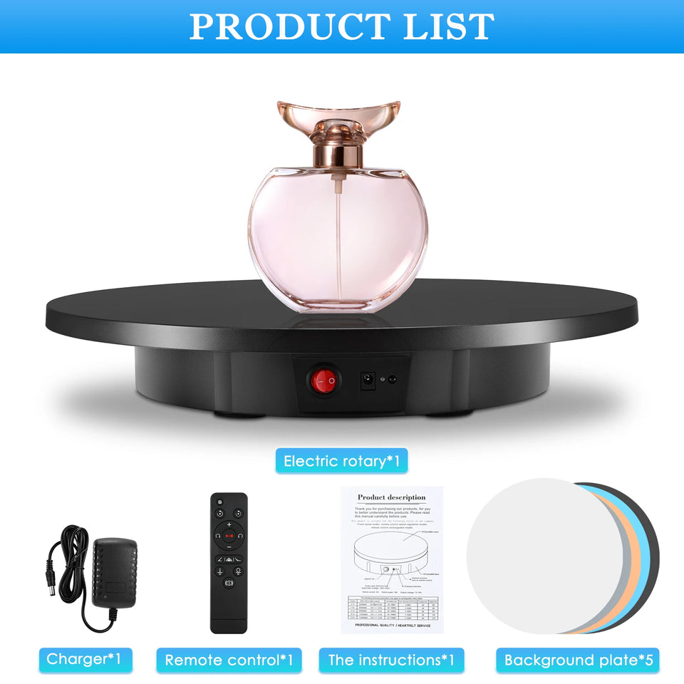 30/42/52CM 100KG Rotating Display Stand  360° Panoramic Automatic Display Table Turntable Photography Backdrop Shooting Booth