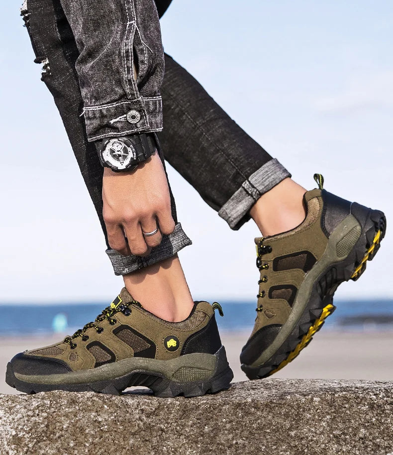 Spring Casual Shoes Men Breathable Comfortable Lace Up Walking Shoes Autumn Classic Outdoor Sneakers Thick-Soled Hiking Shoes