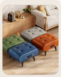 Furniture Small Upholstered Shoe Bench Oil Wax Leather Padded Entryway Shoe Changing Stool Modern Minimalist Living Room Ottoman