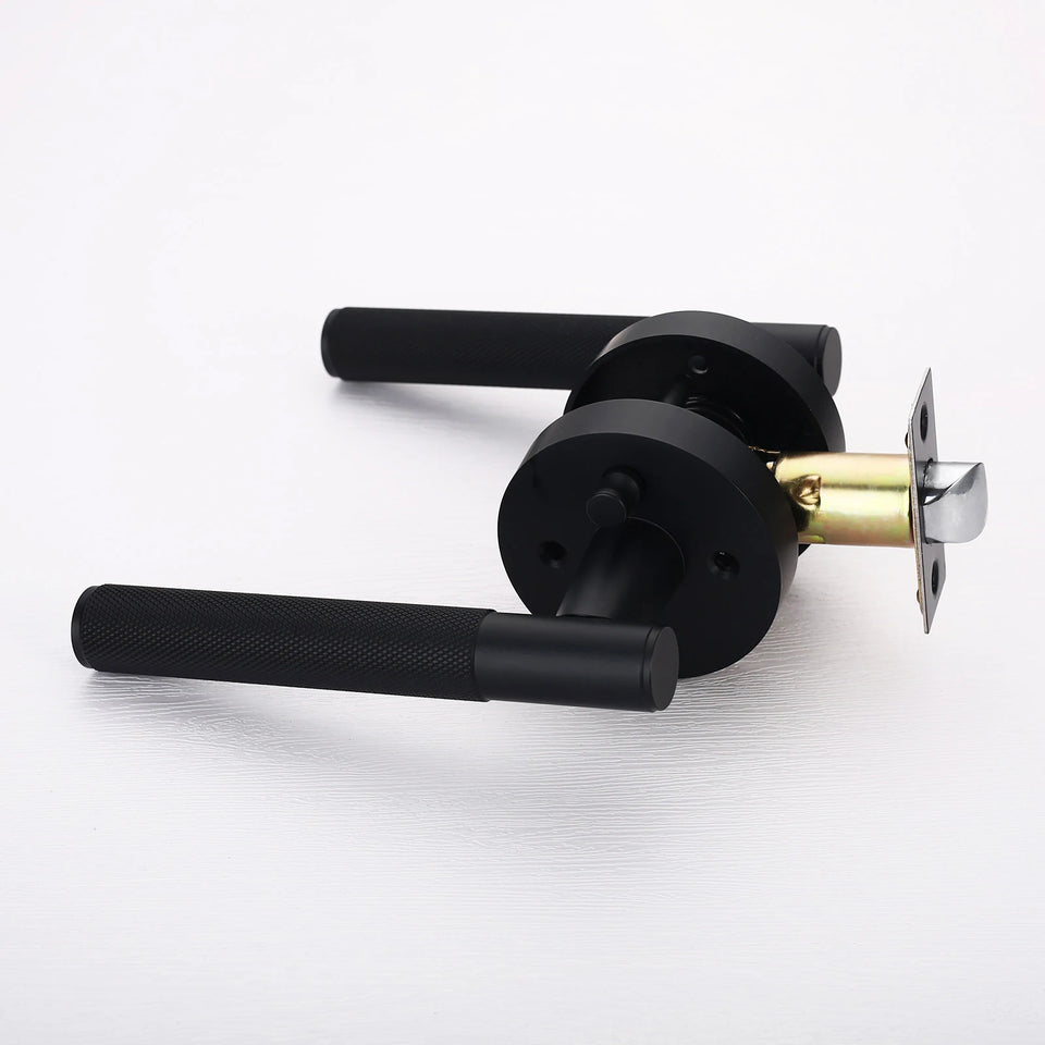 Viladepot Privacy Door Handle Knurled Handle Lever Bedroom Bathroom Passage Door Lock Reversible Keyless