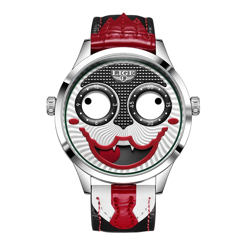 LIGE 2025 TOP Men's Watches Quartz Clown Dial Watches Unique Strange Fashion Cool Watch Waterproof watches for men reloj hommes