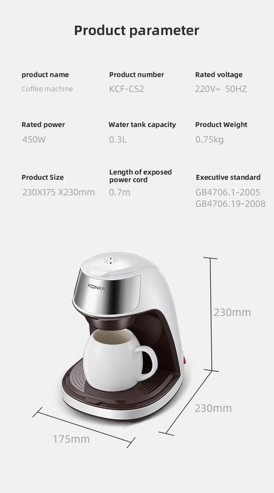 Household small office tea brewing machine Portable Coffee Maker Automatic drip coffee machine