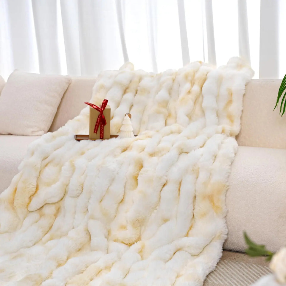 1pc Faux Rabbit Fleece Blanket - Weighted 6 lbs Faux Rabbit Fleece Blanket - Bedspread Cozy Soft Best Blanket For US