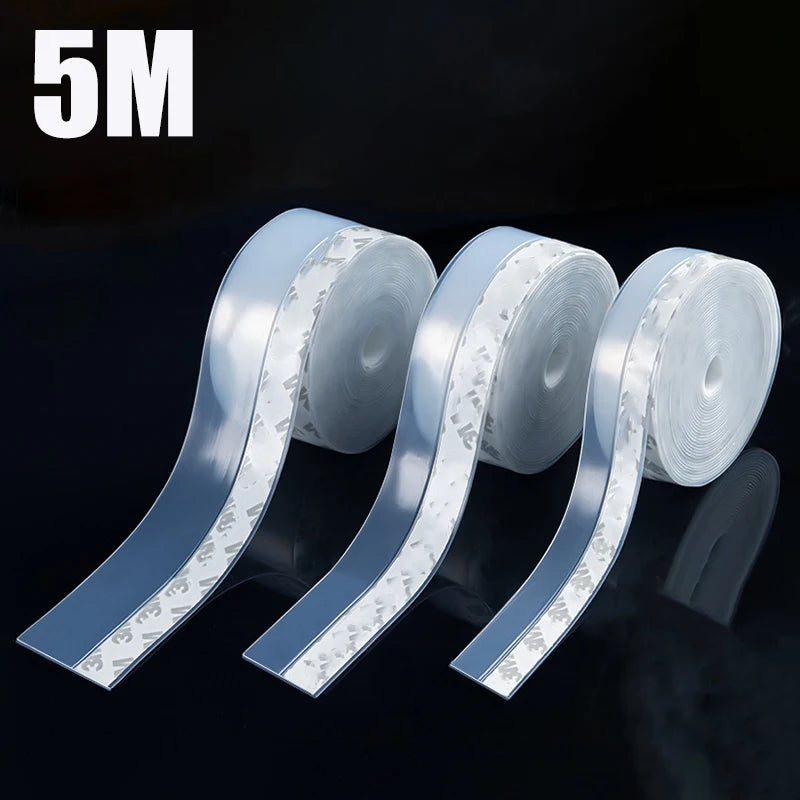 5M Door Seal Strip Self AdhesiveWindow Sealing Tape Windproof Dust Weather Strip Home Door Transparent Soundproof Sealstrip