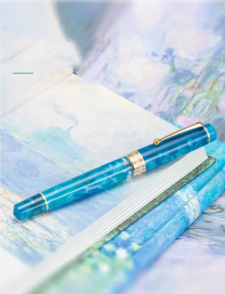 Smooth Asvine P20 Piston Filling Fountain Pen Acrylic Beautiful Patterns EF/F/M Nib with Golden Clip Writing Office Gift Box Pen