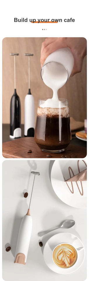 Electric Milk Frother Handheld Coffee Foam Maker 12000RPM Stainless Steel Whisk Portable Easy Clean Battery Operated