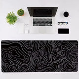 1Pcs Gaming Mouse Pad Large Keyboard Pad 31.5 x 11.8in Topographic Mouse Pad Black and White Mouse Pad for Keyboard with Anti-S