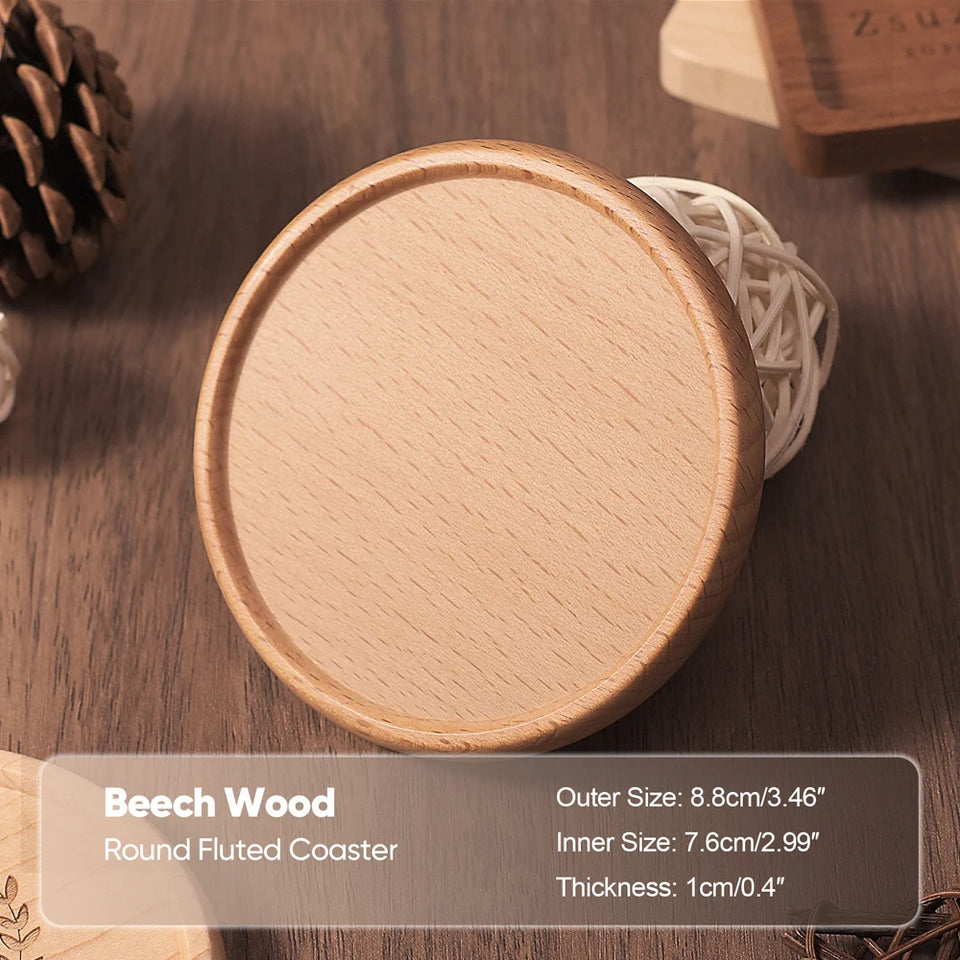 Wood Coasters for Drink Beech Coasters Heat Resistant Round Non-slip Pad Cup Coasters Tea Coffee Cup Pad for Home Table Kitchen