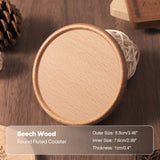 Wood Coasters for Drink Beech Coasters Heat Resistant Round Non-slip Pad Cup Coasters Tea Coffee Cup Pad for Home Table Kitchen