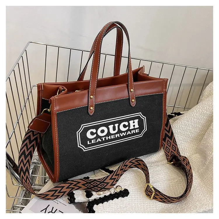 Canvas handbags women's 2023 new fashion all-match tote bag style large capacity shoulder messenger bag for woman