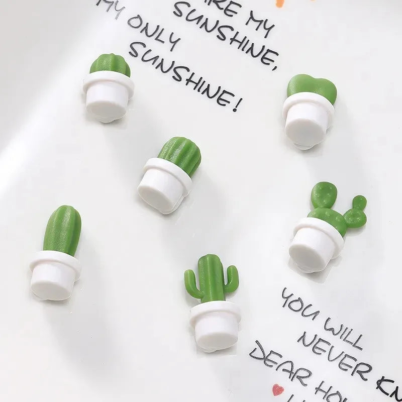 6Pcs/Set 3D Cute Succulent Plant Magnet Message Sticker for Kitchen Refrigerator Magnet Button Cactus decoration accessories