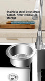 Stainless Steel Swan Sink Strainer Basket Kitchen Sink Garbage Filter Swan Dry And Wet Separation Hook Drain Rack