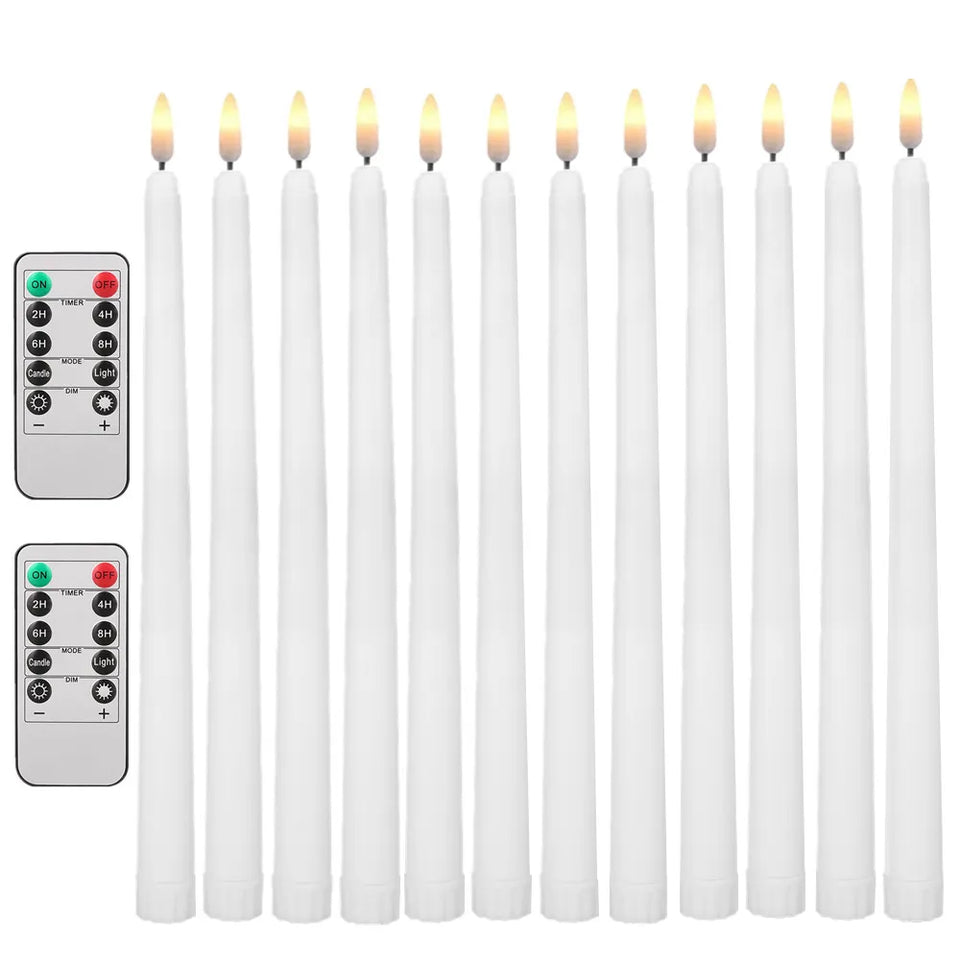 LED Flameless Taper Candles 6.5/11" Battery Operated Fake Flickering Candlesticks Electric Long Candles for Wedding Home Decor