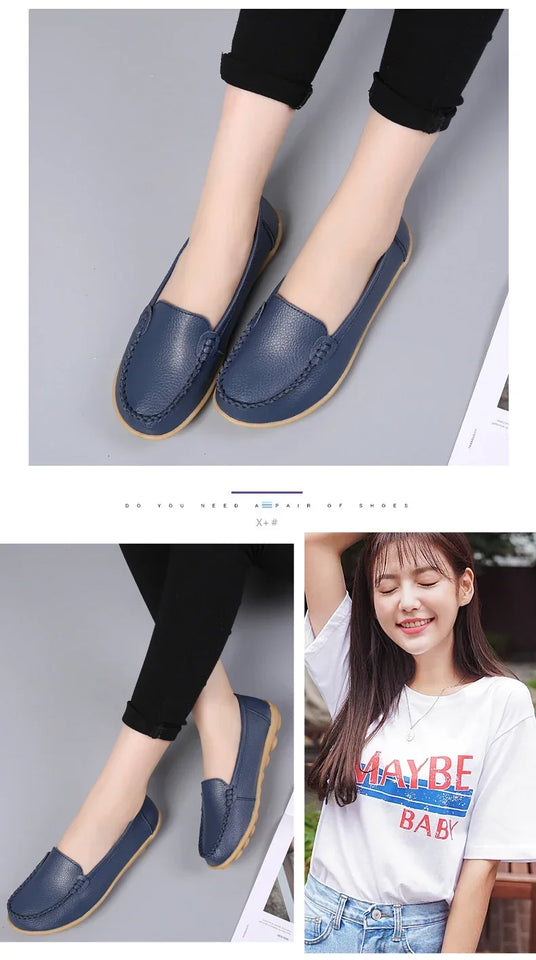 Women Flats Ballet Shoes Woman Cut Out Leather Breathable Moccasins Women Boat Shoes Ballerina Ladies Casual Shoes