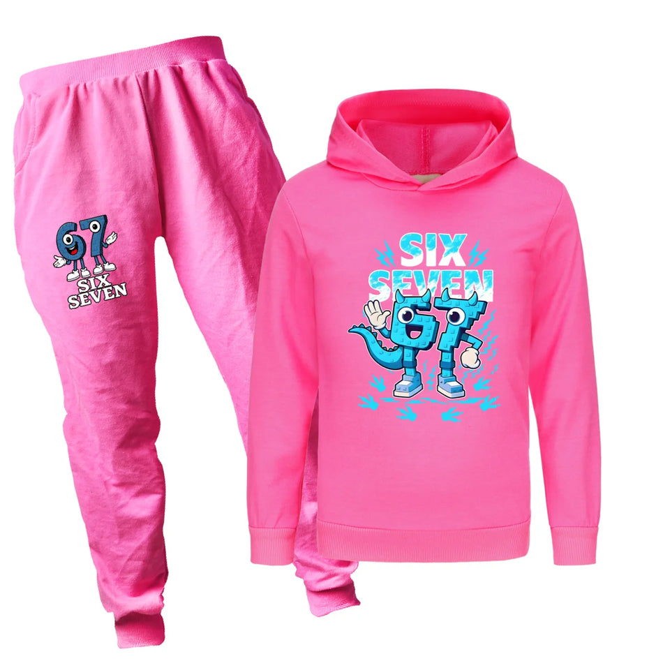 Kids Clothes Steal a Brainrot Six Seven 6-7  Baby Girls Hooded Sweatshirt Pants 2pcs Set Boys Autumn Pullover Tracksuits 5192