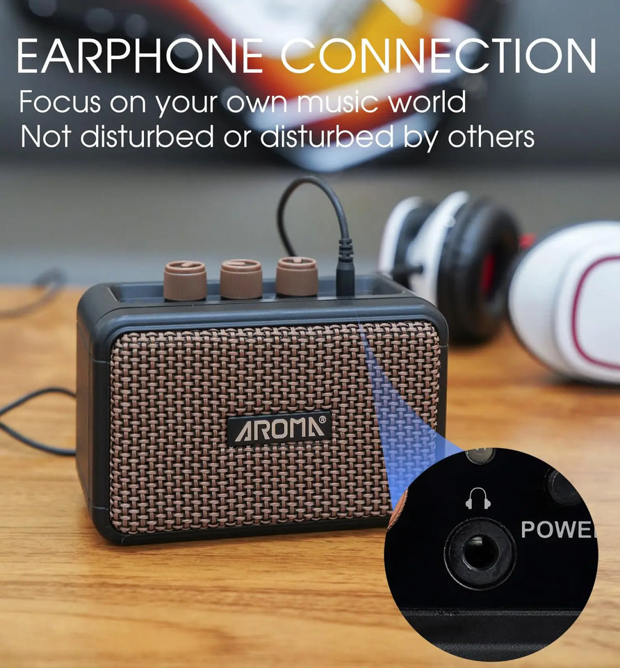 Aroma AG-04 Guitar Amp, Rechargeable Wireless Mini Electric Guitar Amplifier,Portable Amp with Clean and Overdrive Effects