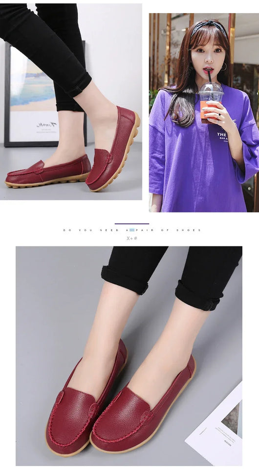 Women Flats Ballet Shoes Woman Cut Out Leather Breathable Moccasins Women Boat Shoes Ballerina Ladies Casual Shoes
