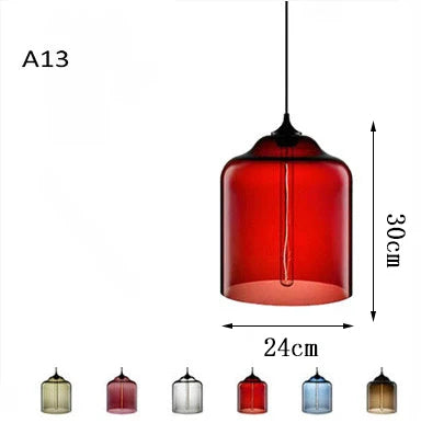 Modern Restaurant Chandelier Light Blown Colorful Glass  Lampshade Glass Ceiling Hanging Lamps Living Room Coffee Room Office