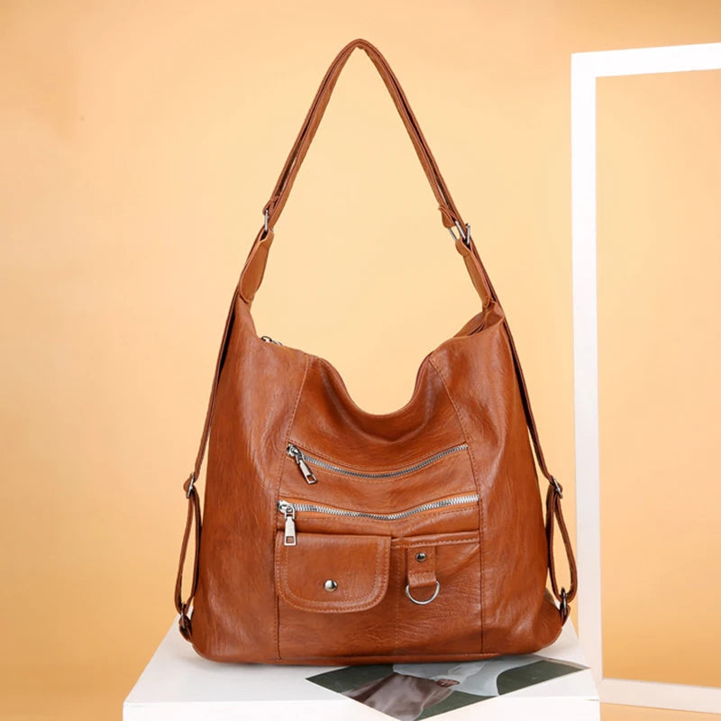 Street Retro Fashion Trend Women's Shoulder Crossbody Bag Zipper Large Capacity Travel Purse and Handbag Casual Backpack