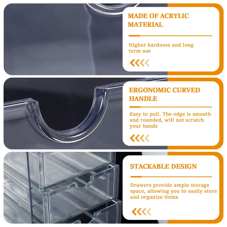 5/6 Tier Acrylic Drawer Organizer Clear Desk Organizer Drawers Stackable Makeup Hair Accessories Organizer Cosmetic Jewelry Pen