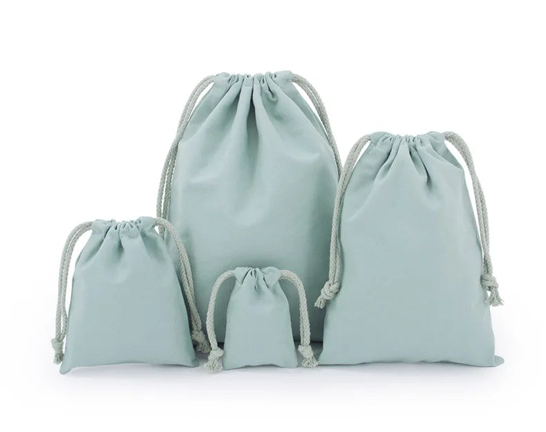 Cotton Drawstring Storage Bag White Canvas Bags for Candy Gift Package Pouch Reusable Home Sundries Organize Dustproof Sacks