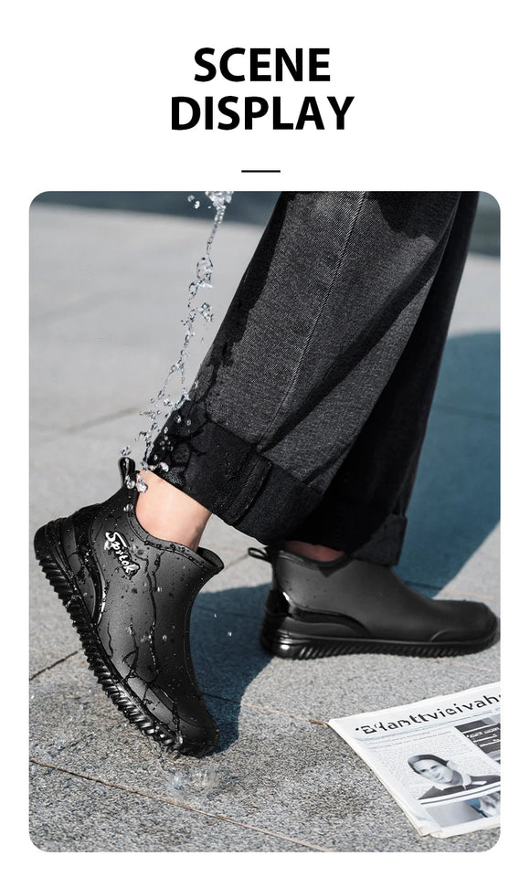 Couples Short Rain Shoes Fashion Light Waterproof Shoes Non-Slip Sports Korean Rain Boots