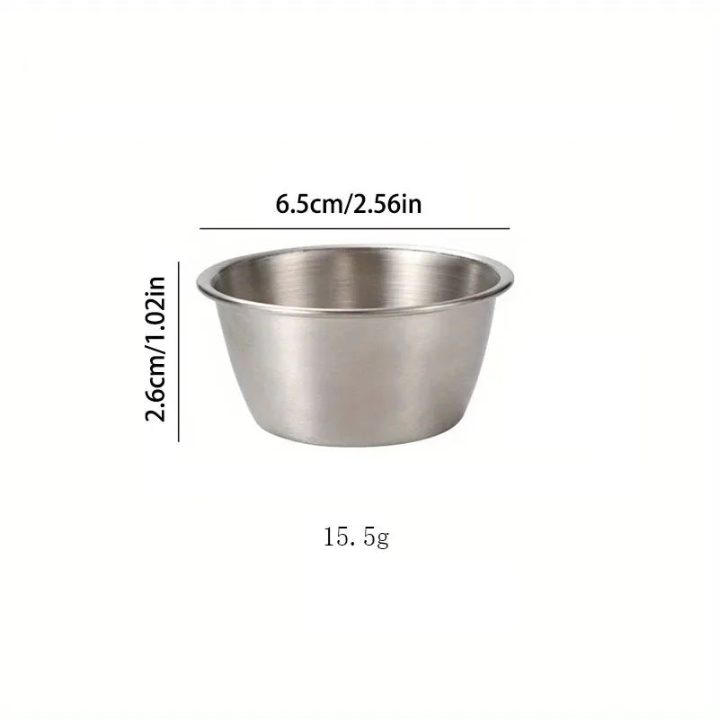 Heavy Duty Thickened 4/12 Pcs Round Stainless Steel Sauce Dishes Reusable Dipping Cups Corrosion-Resistant Commercial Grade