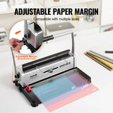 SucceBuy Coil Spiral Binding Machine Manual Book Maker 34-Holes Binding 120 Sheets Punch Binder w/ Adjustable Coil Binding Spine