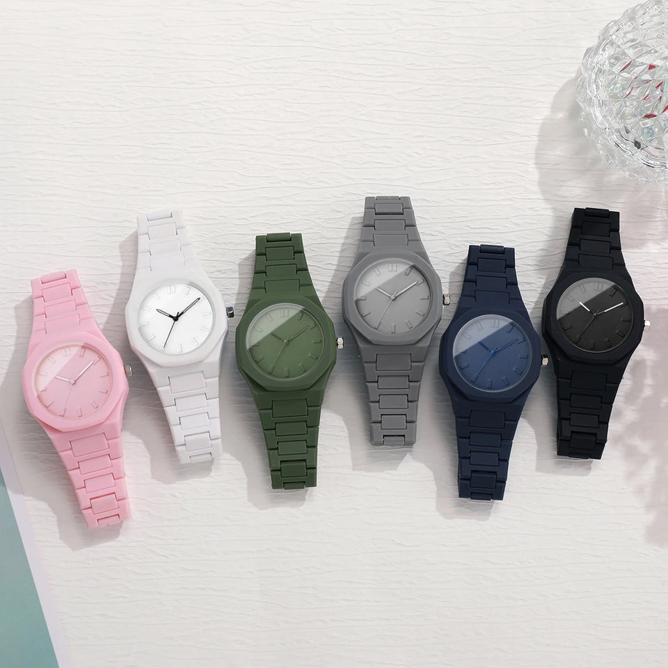 Casual Plastic Strap Women Quartz Wristwatch Fashion Simple Dial Quartz Watches For Ladies Clock Reloj Mujer (Without Box)