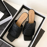 Summer Sandals Women Concise Style Slippers Weave Sandals for Girls Sexy Kitten Heel Elegant Dress Party Wedding  Sandalias