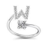 LATS Zircon Initial A-Z Letter Rings for Women Girl Adjustable Opening Ring Name Alphabet Female Wedding Fashion Jewelry Gift