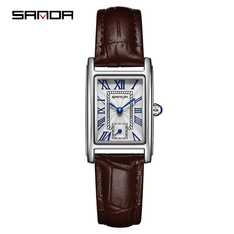 Sanda 1116 New Fashion Elegant Women's Analog Quartz Watch, Rectangle Dial, Water Resistant Business Wristwatch