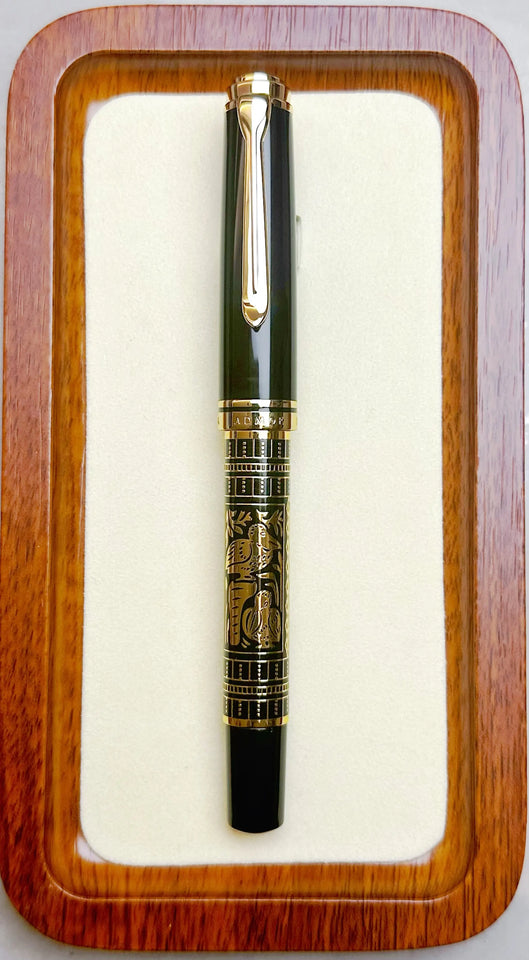 ADMOK J800 Finely Carved Piston on Ink Schmidt Nib BOCK Nib Pelican Pen Baileybird Fountion Pens Business Office Writing