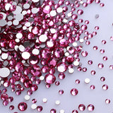 1440Pcs Mix Size Glass Flatback Rhinestone Glitter Crystal AB Round Diamond Non Hotfix Glue On Stone for DIY Nail Art Decoration