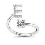 LATS Zircon Initial A-Z Letter Rings for Women Girl Adjustable Opening Ring Name Alphabet Female Wedding Fashion Jewelry Gift
