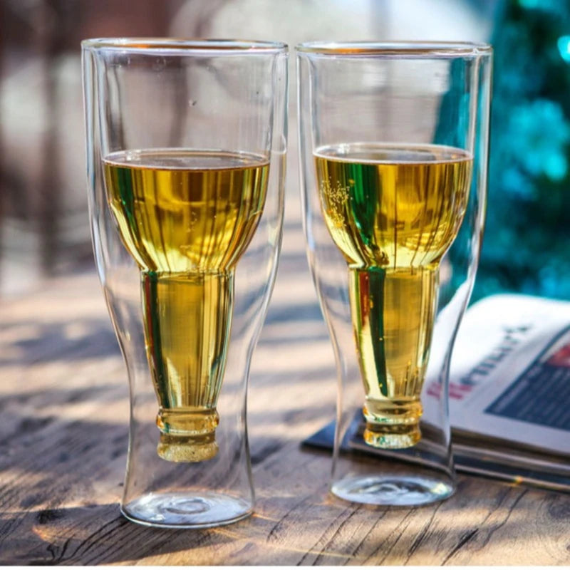 Creative Double Layer Glass Beer Mug Coffee Milk Water Cup Juice Drink Cups Wine Glass Home Drinkware Bar Accessories