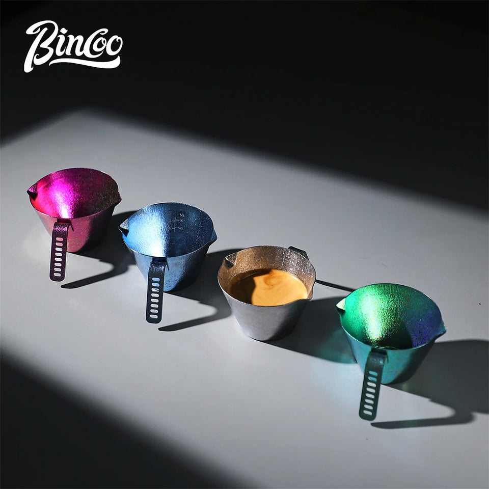Bincoo Premium Titanium Coffee Cup 90ml for Espresso Extraction and Milk Measurement Durable Pure Titanium Construction Perfect