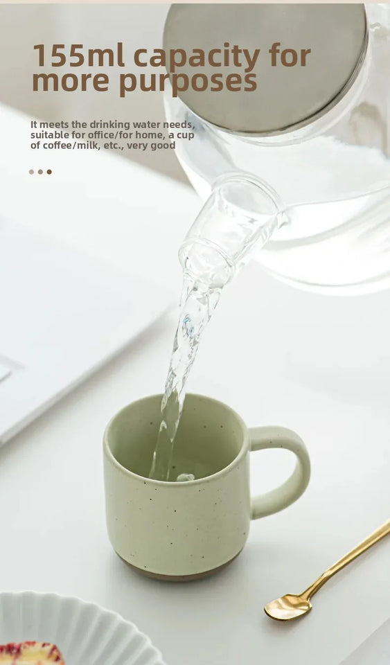 Speckled Ceramic Coffee Mug Modern White Frosted Design with Handle Unglazed Base Custom Small for Cafe