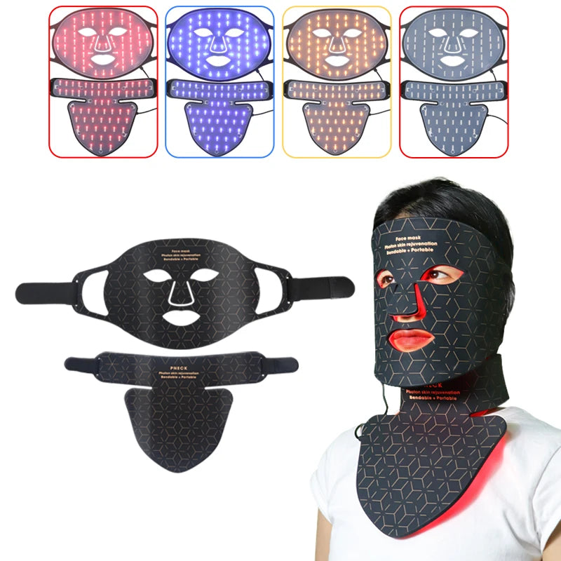 4 Colors Silicone LED Face Mask LED Red Light Photon Infrared Therapy Flexible Facial Mask Repair Skin Brighten Skin Tone