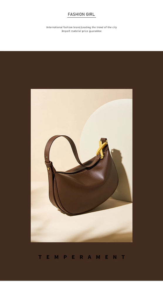 100% genuine leather women's bag designer creates luxury shoulder bag, fashionable new crossbody bag, commuting handbag